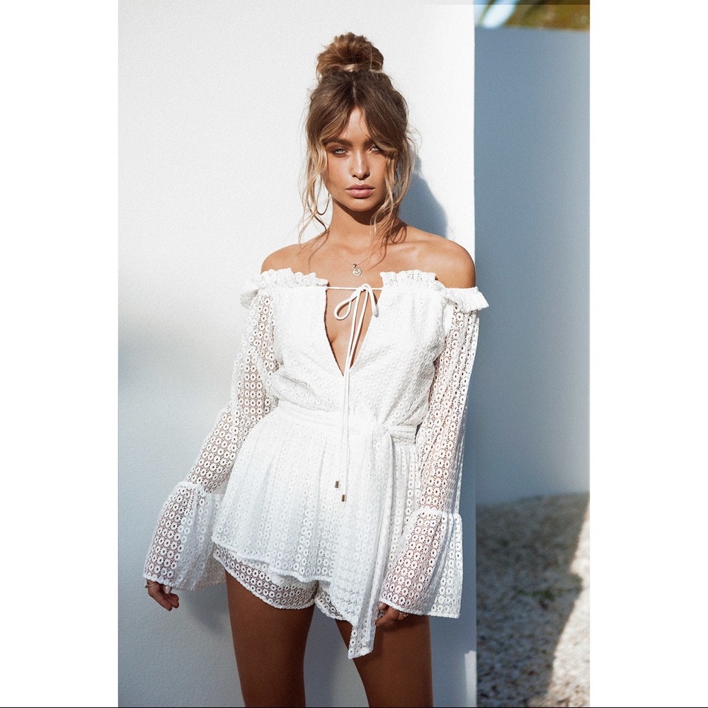 Sabo Luxe Lace Off Shoulder Playsuit
